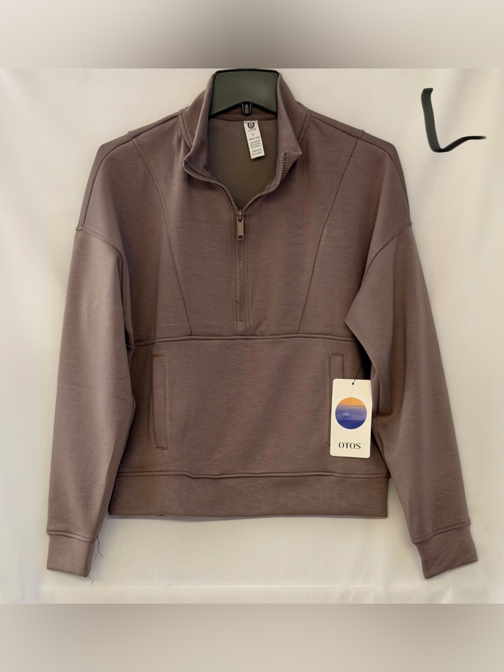 OTOS Women's Quarter-Zip Pullover Sweatshirt in Mauve Taupe